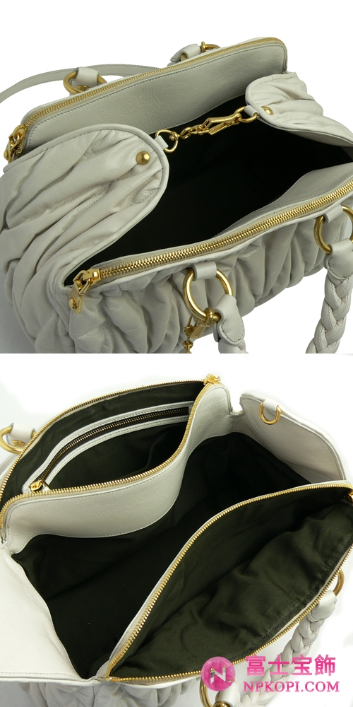 ミュウミュウ MIUMIU ハンドバッグ/ななめがけバッグ ショルダーストラップ付き 2WAY レザー アイボリー（AVORIO）RN0690 MATELASSE LUX.